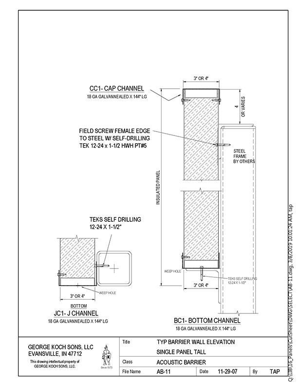 AB-11 Typ-Barrier Wall Elevation Single Panel