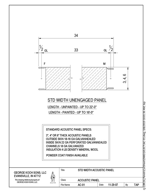 AC-01 Std Width Acoustic Panel